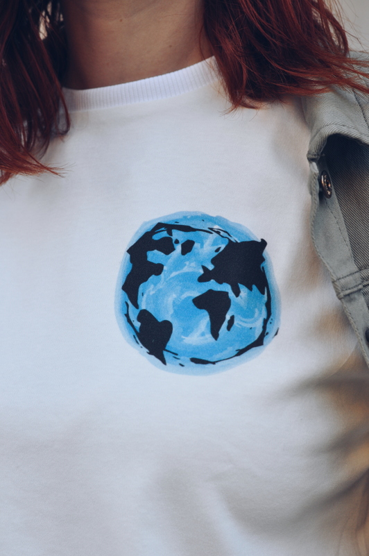 Biobavlněné unisex tričko South Elements s potiskem Země.